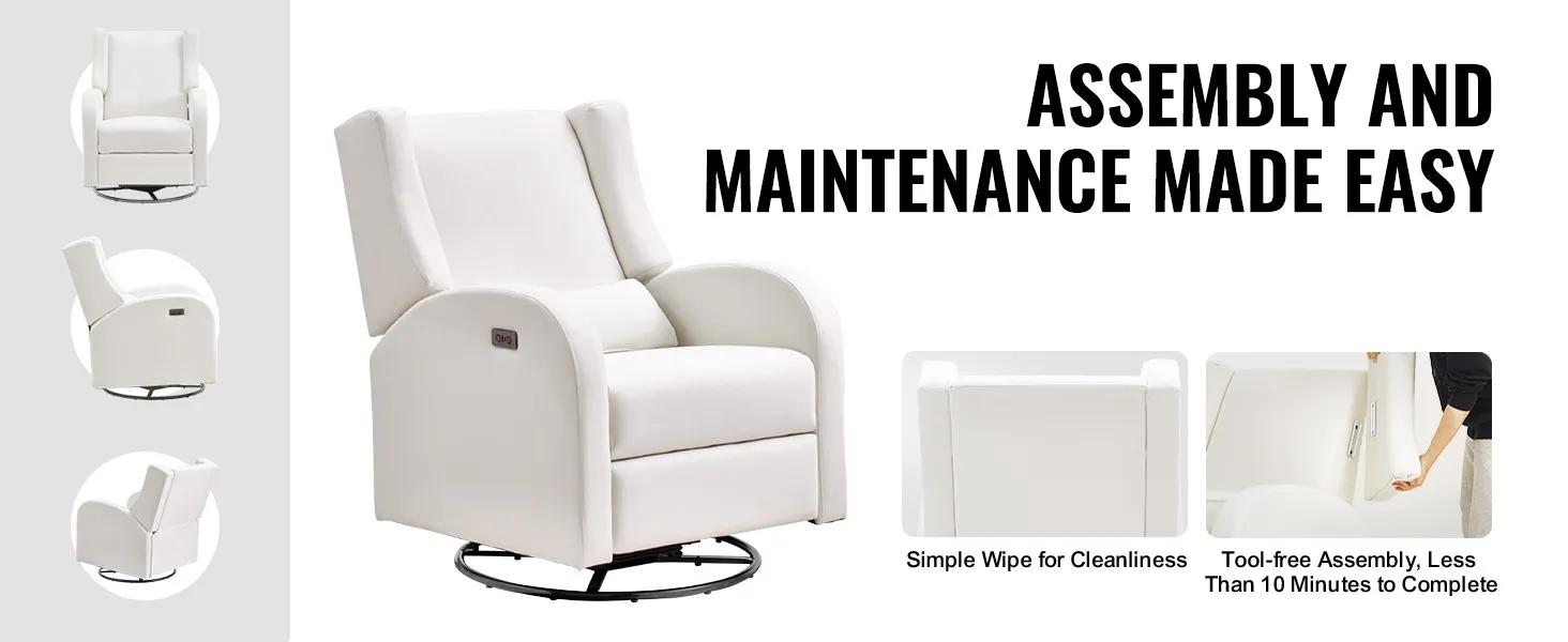 Elektrischer Ruhesessel von VEVOR mit einfacher Montage und Wartung, werkzeuglosem Aufbau und einfacher Reinigung.