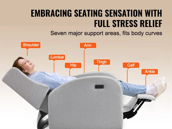 Fotel rozkładany VEVOR wyróżnia się ergonomiczną konstrukcją i siedmioma strefami podparcia, co pozwala na pełne odciążenie ciała.