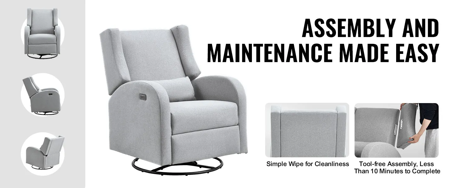 Fotel rozkładany VEVOR w kolorze szarym, łatwy montaż i konserwacja, montaż bez użycia narzędzi, wystarczy przetrzeć, aby zachować czystość.