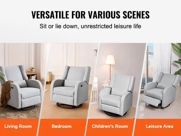 Fotel rozkładany VEVOR zaprezentowany w salonie, sypialni, pokoju dziecięcym i kąciku wypoczynkowym.
