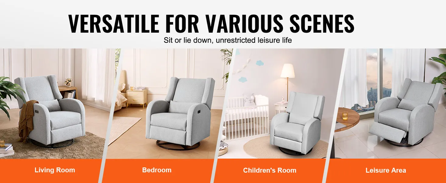 Fotel rozkładany VEVOR zaprezentowany w salonie, sypialni, pokoju dziecięcym i kąciku wypoczynkowym.