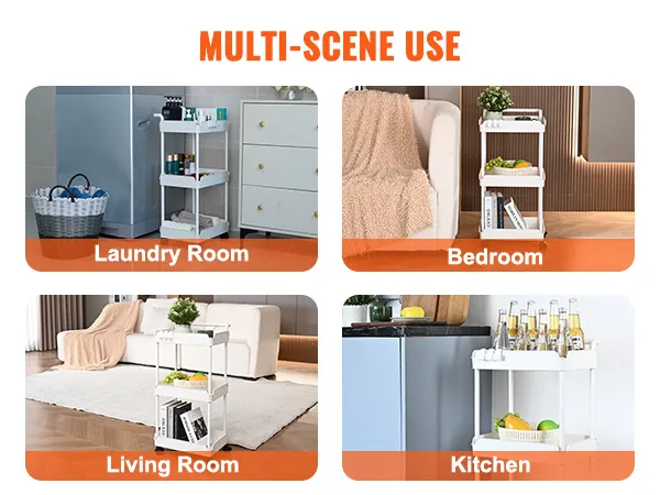 VEVOR rolling utility cart for laundry room, bedroom, living room, and kitchen multi-scene use.
