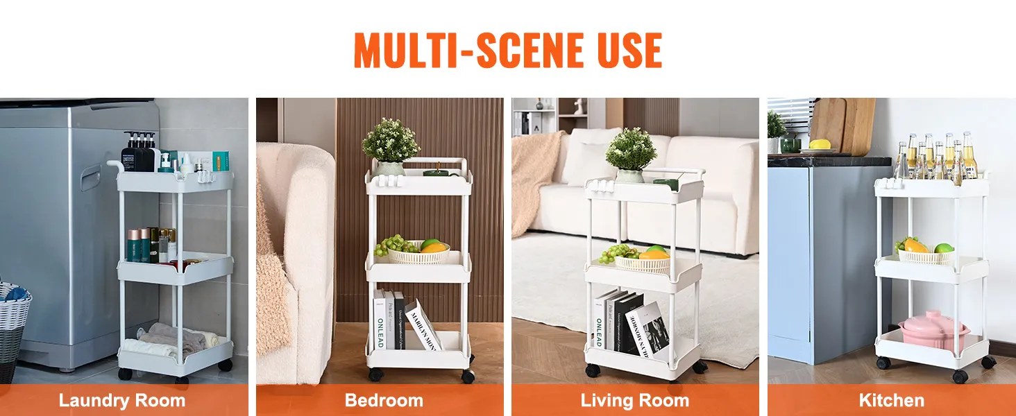 VEVOR rolling utility cart for laundry room, bedroom, living room, and kitchen multi-scene use.