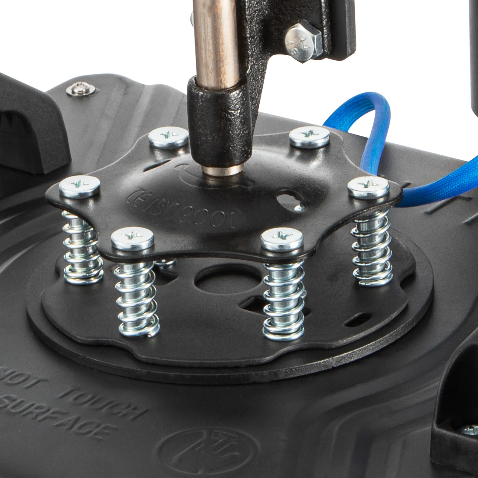 Máquina de prensado térmico VEVOR, primer plano del conjunto de resorte y pernos.