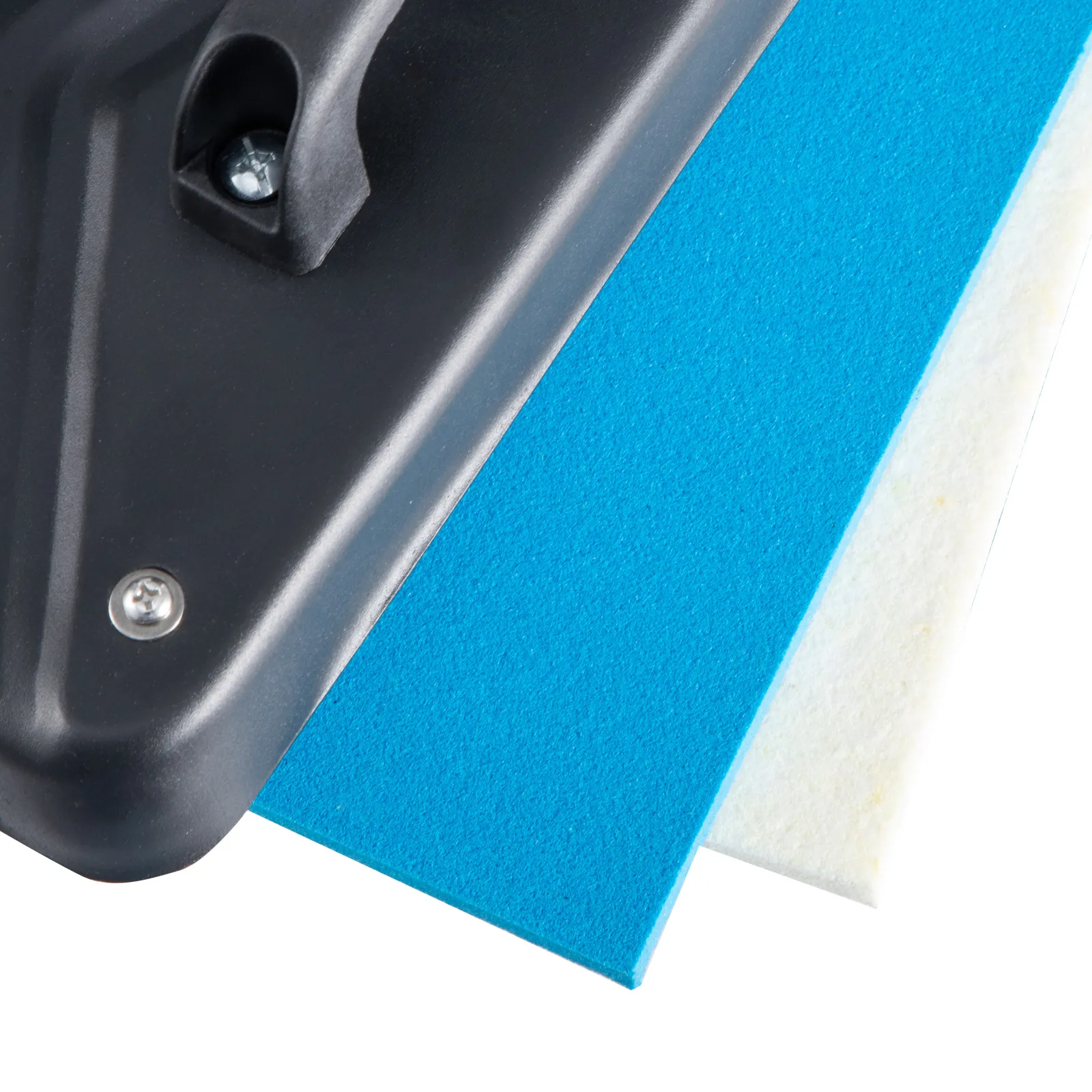 Componente negro de la máquina de prensado térmico VEVOR con almohadillas azules y blancas.