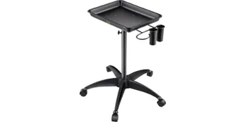 VEVOR mayo stand with black tray, adjustable height, and wheeled base for medical and surgical use