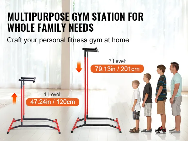 VEVOR power tower adjustable gym station designed for family use, perfect for home fitness.