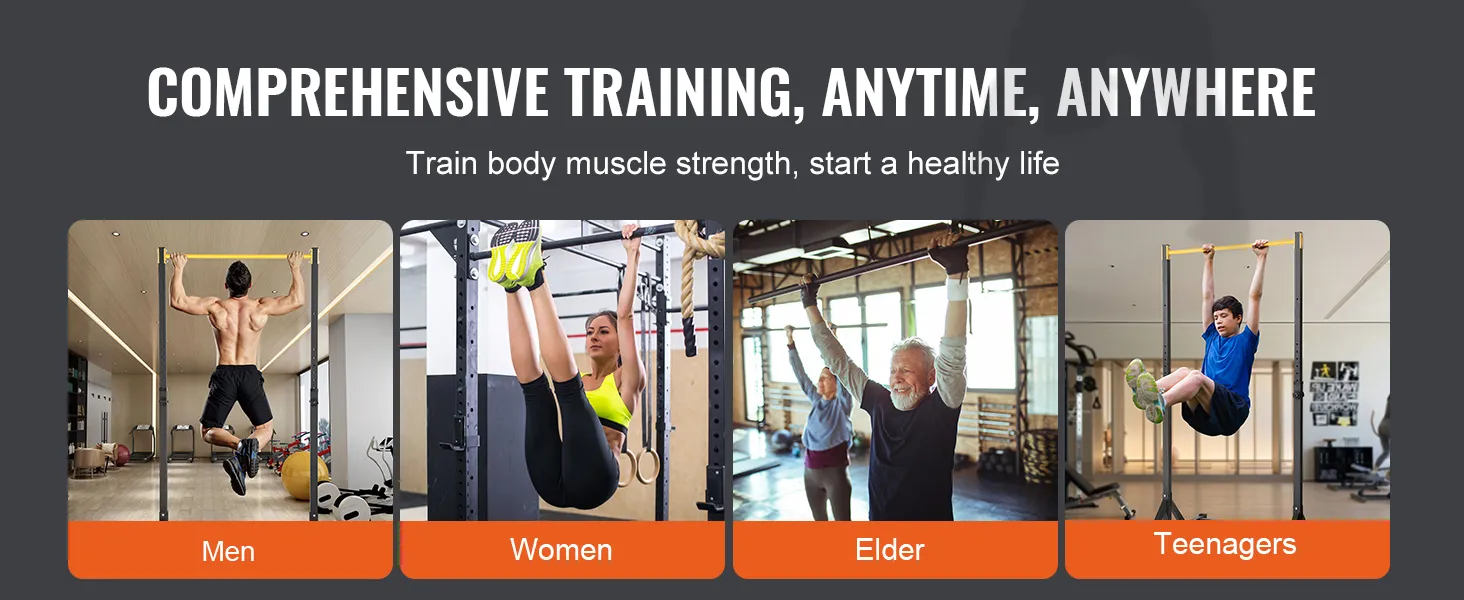 comprehensive training with VEVOR power tower for men, women, elder, and teenagers.