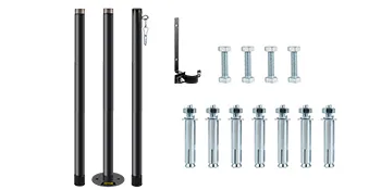 Juego de postes de luces de cadena VEVOR con herrajes de montaje y pernos en color negro.