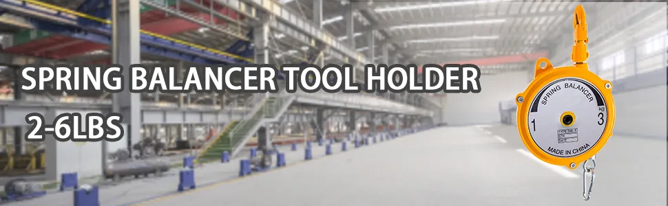 Portaherramientas para equilibrador de resorte VEVOR en gran almacén industrial, capacidad de 2 a 6 libras.