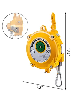 Equilibrador de resorte VEVOR amarillo con gancho, mide 13,5" x 7,5" y diámetro 5,5".