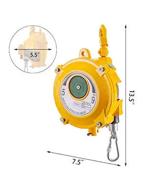 Equilibrador de resorte VEVOR amarillo que mide 13,5" de alto y 7,5" de ancho.