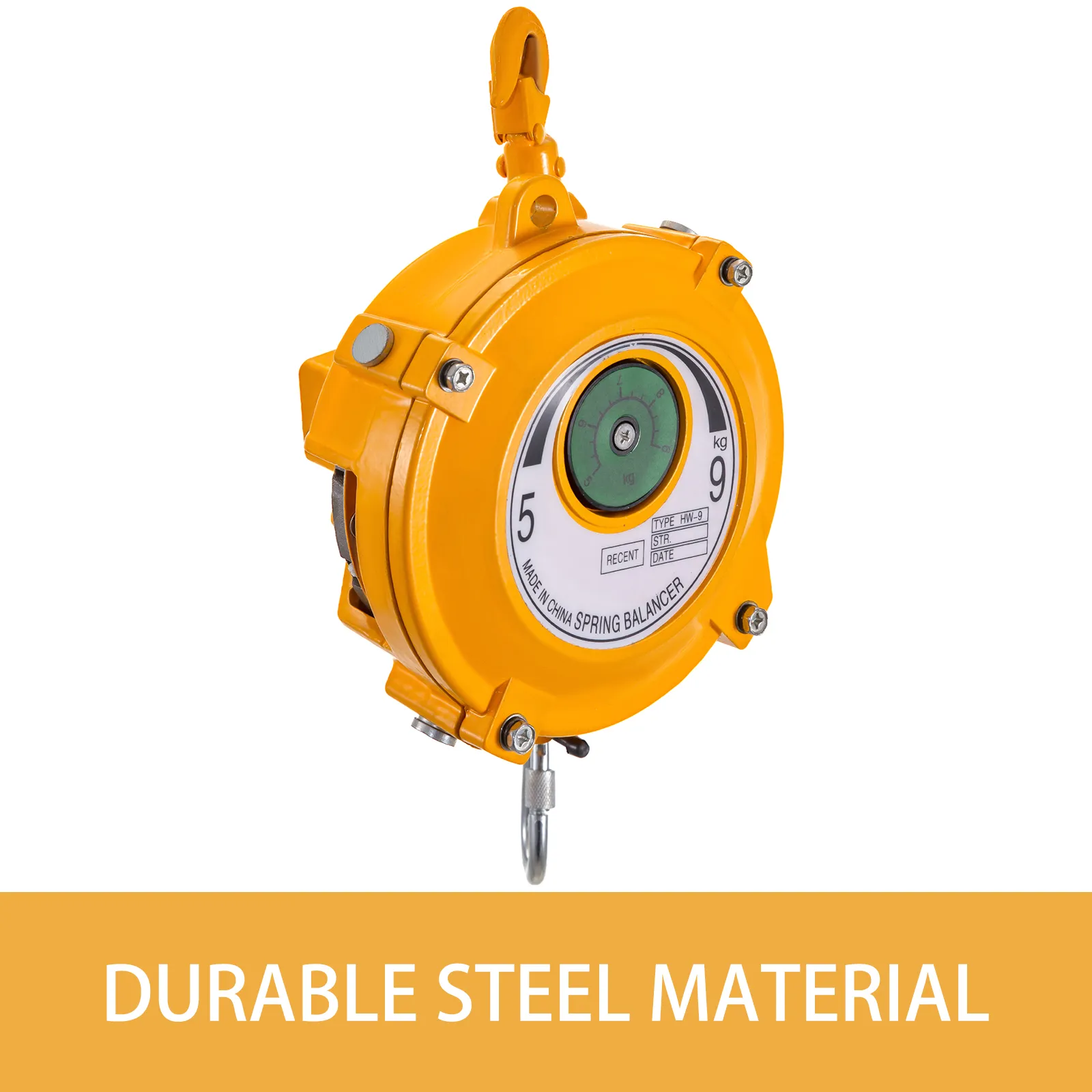 Balanceador de resorte VEVOR en carcasa de acero duradera, capacidad de 5 a 9 kg, color amarillo