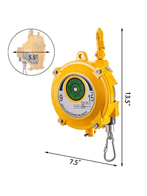 yellow VEVOR spring balancer, 13.5" height, 7.5" width, 5.5" depth.