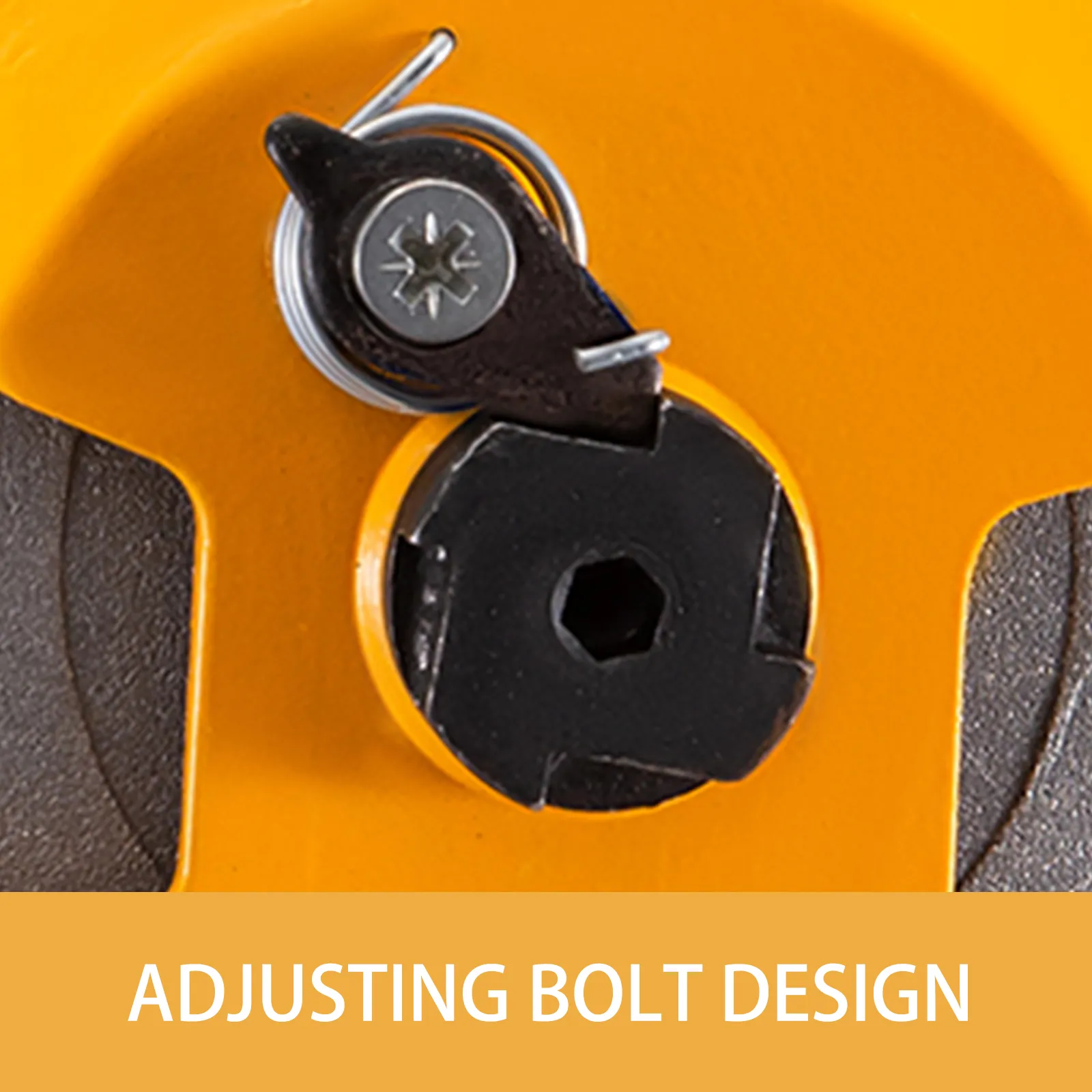 adjusting bolt design on VEVOR spring balancer with bright yellow casing.