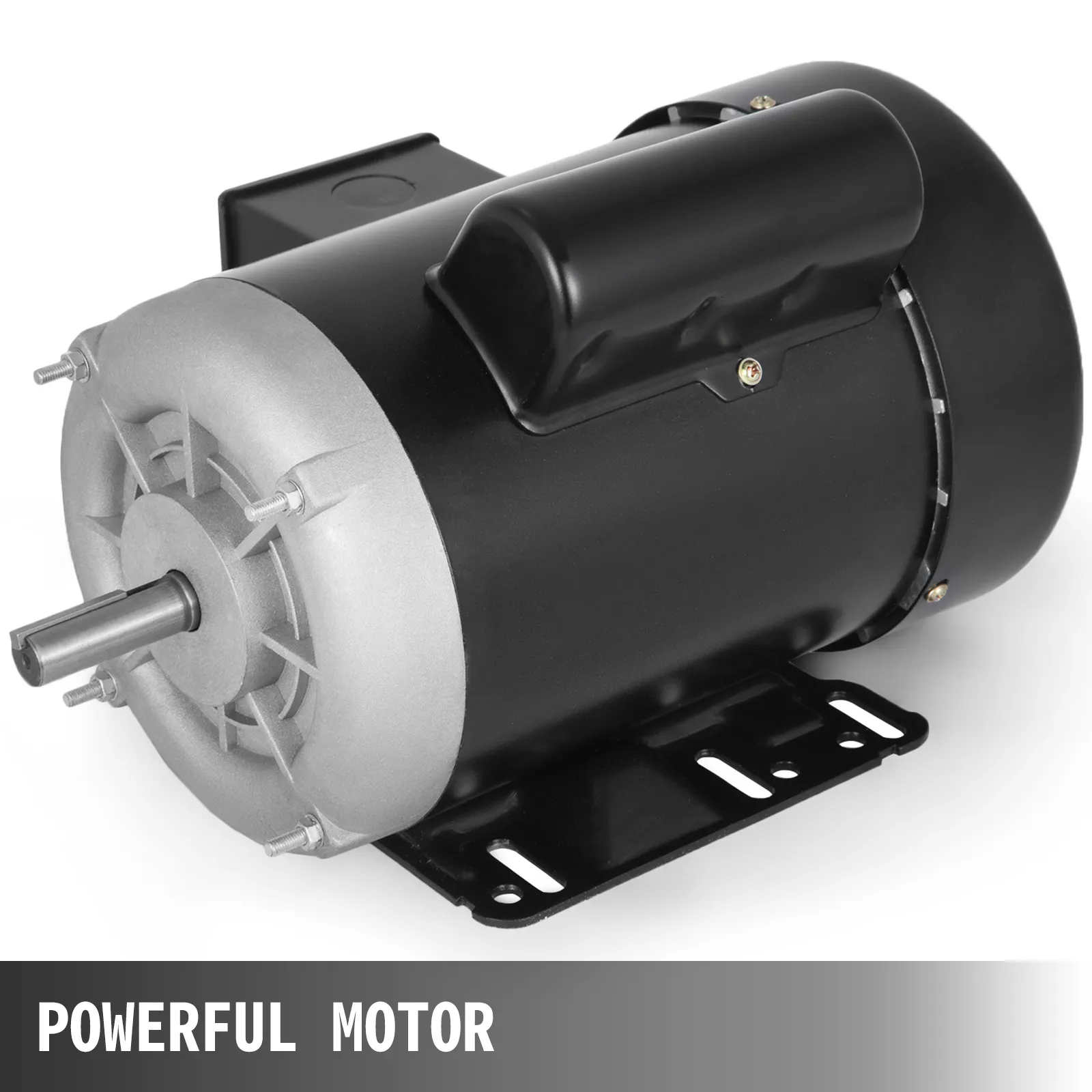Motor compresor eléctrico VEVOR, potente y elegante en diseño negro y plateado.