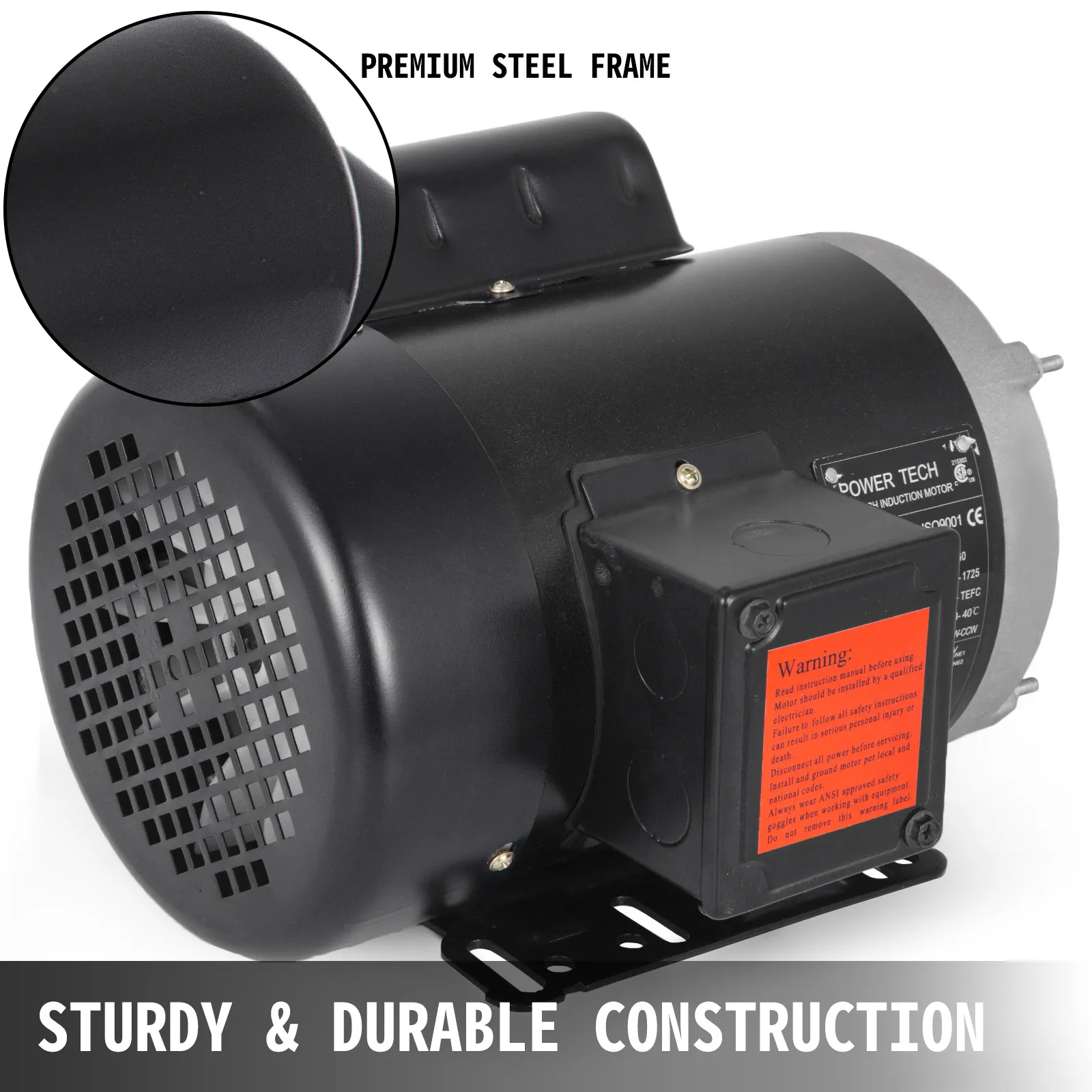 Motor compresor eléctrico VEVOR con marco de acero de primera calidad, construcción resistente y duradera.