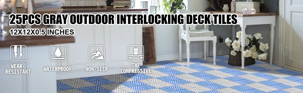 Azulejos entrelazados VEVOR en un elegante ambiente interior con plantas y muebles blancos.