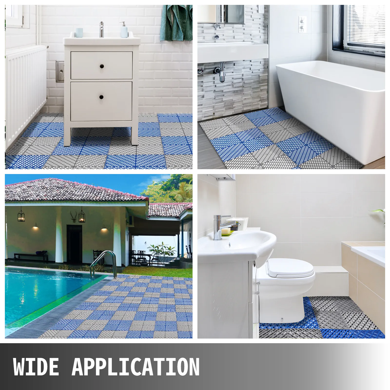 Azulejos entrelazados VEVOR en baños y áreas junto a la piscina. Amplia aplicación.