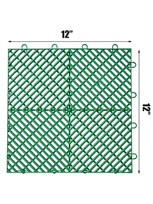 Azulejos de terraza entrelazados VEVOR verdes de 12" x 12" con diseño enrejado.