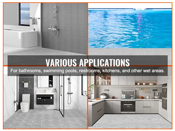 VEVOR deck tiles in bathrooms, swimming pools, kitchens, and restrooms.