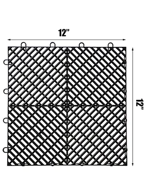 Baldosas de drenaje VEVOR, dimensiones 12" x 12", baldosas negras entrelazadas.