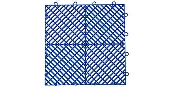 Azulejos de cubierta entrelazados VEVOR de color azul con patrón en forma de cuadrícula y ganchos en los bordes.