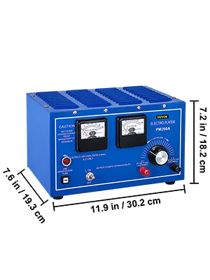 Rectificador de enchapado de joyería VEVOR, unidad azul con diales, 11,9 x 7,6 x 7,2 pulgadas.