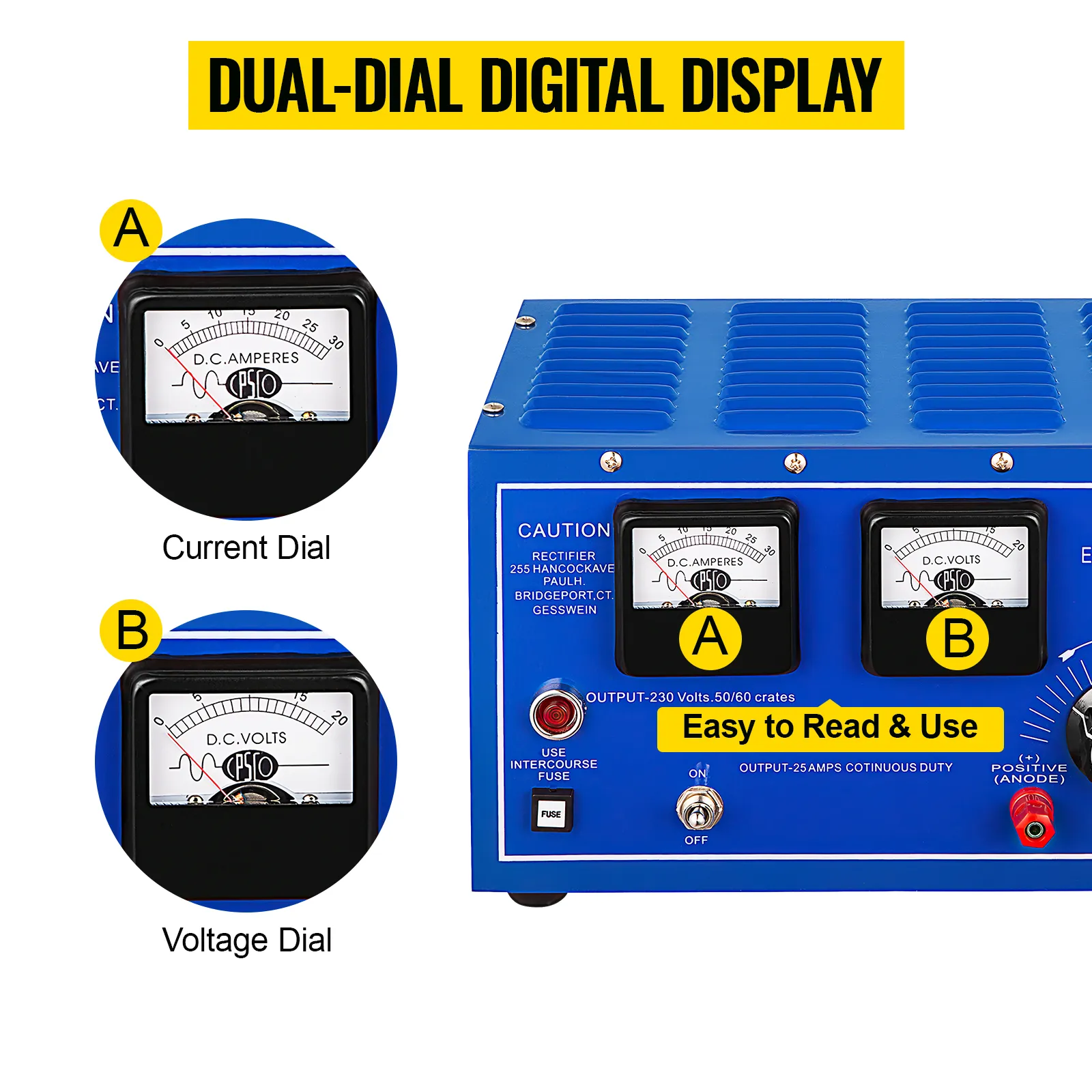 Rectificador de enchapado de joyería VEVOR con pantalla de doble dial para corriente y voltaje.