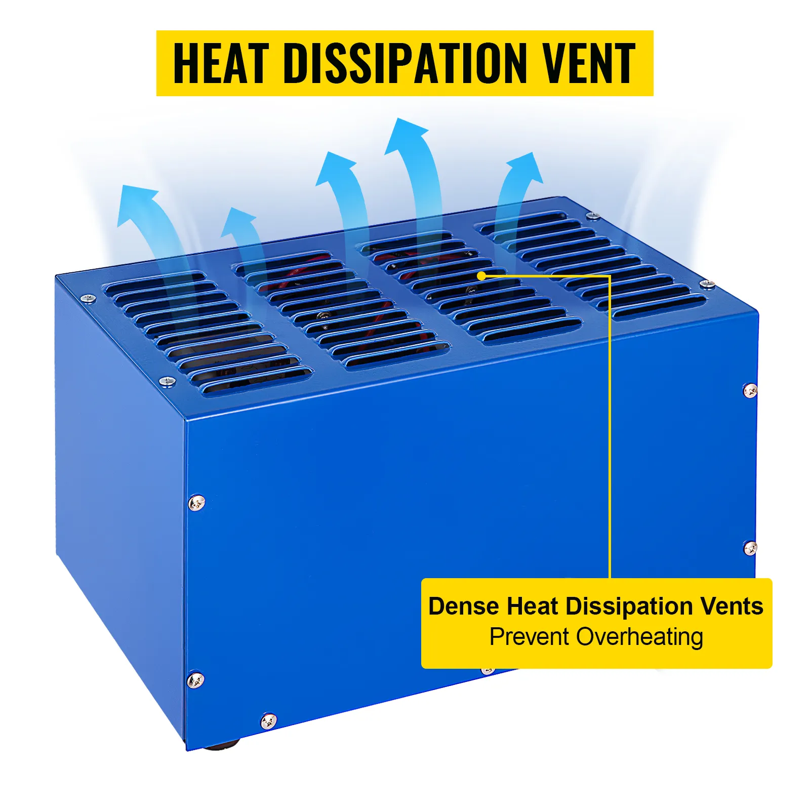Rectificador de enchapado de joyería VEVOR azul con rejillas de disipación de calor para evitar el sobrecalentamiento.