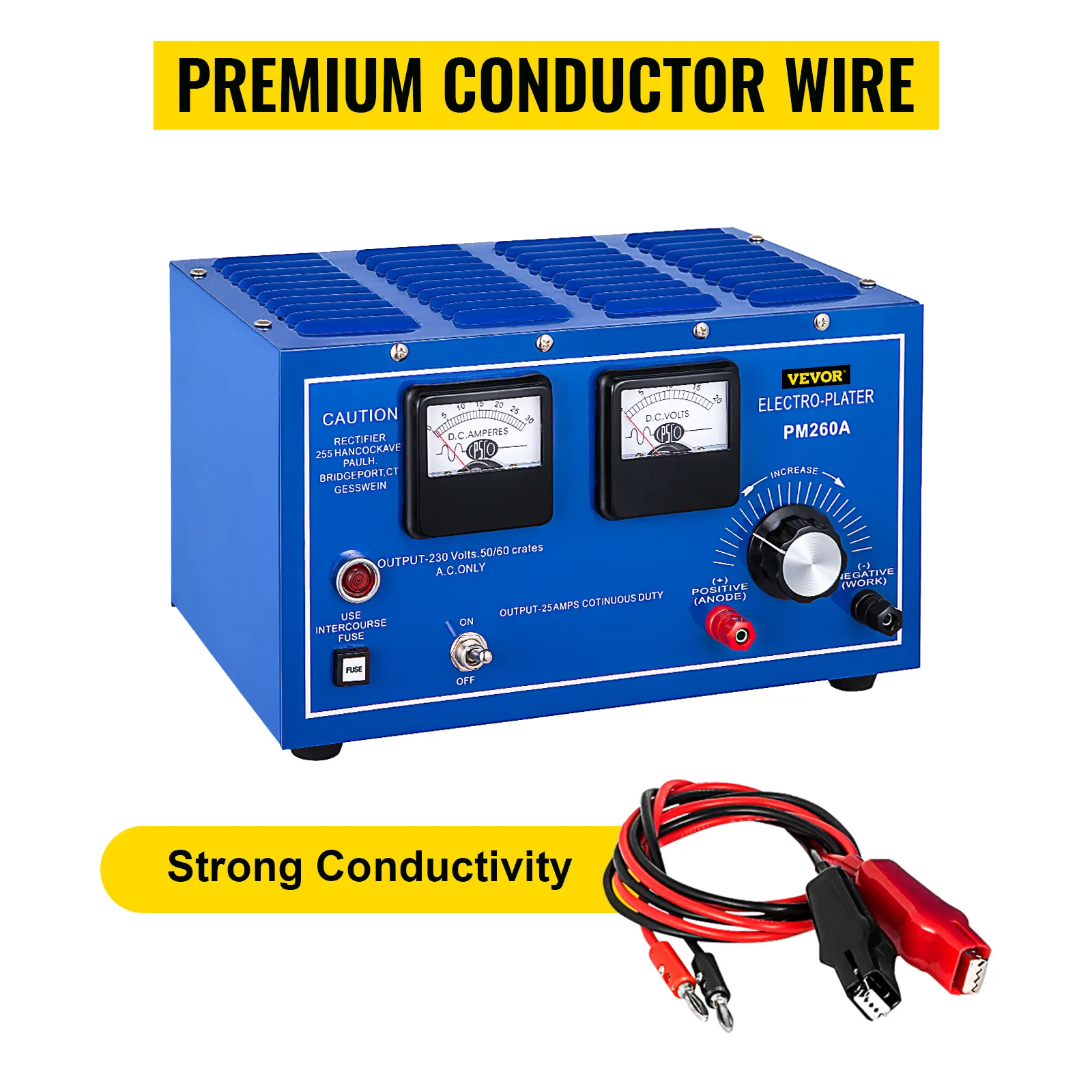 Rectificador de enchapado de joyería VEVOR con cable conductor de primera calidad y fuerte conductividad.