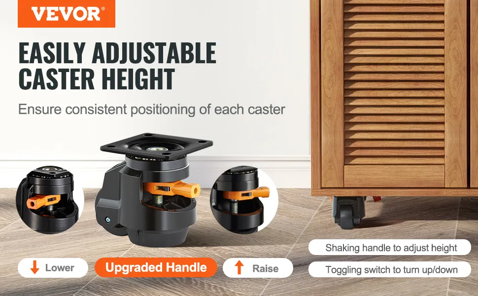 VEVOR Leveling Casters, Set of 4, 2200 lbs Total Load Capacity, 2.5 ...