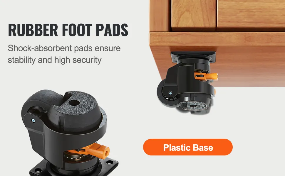 VEVOR Leveling Casters, Set of 4, 2200 lbs Total Load Capacity, 2.5 ...