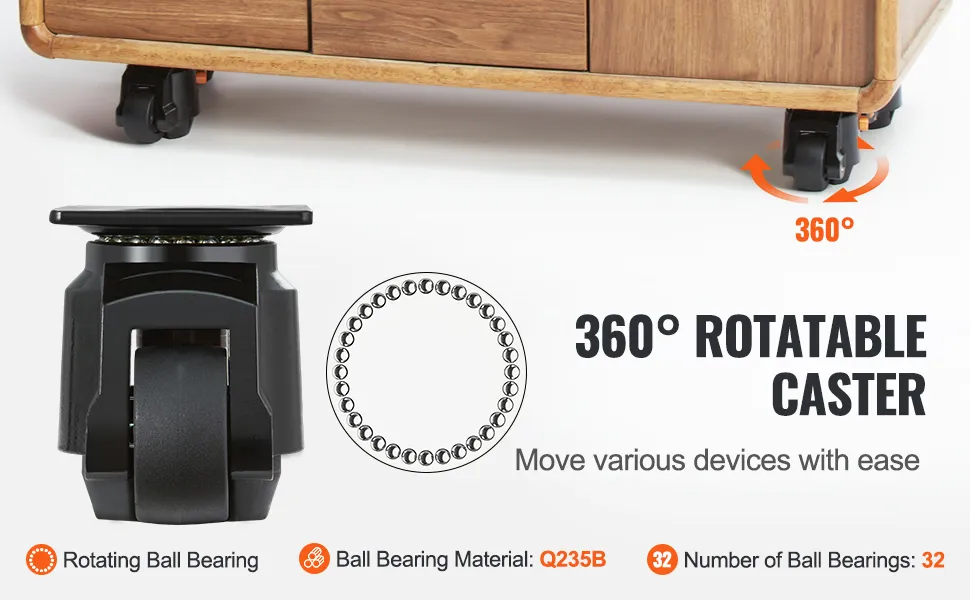 VEVOR Leveling Casters, Set of 4, 2200 lbs Total Load Capacity, 2.5 ...