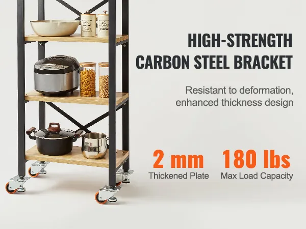high-strength carbon steel bracket with VEVOR leveling casters, 2mm thick plate, 180 lbs max load capacity.