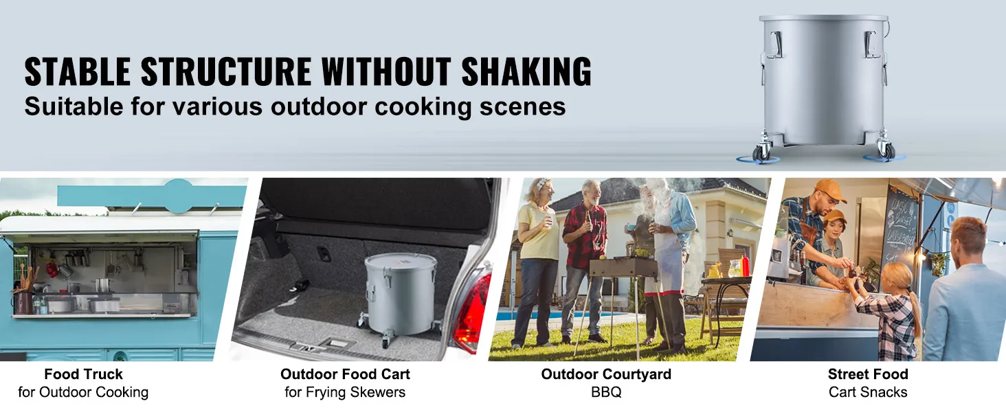 Cubo de grasa para freidora VEVOR para diversas escenas de cocina al aire libre: camiones de comida, carritos de comida, comida callejera, barbacoa.