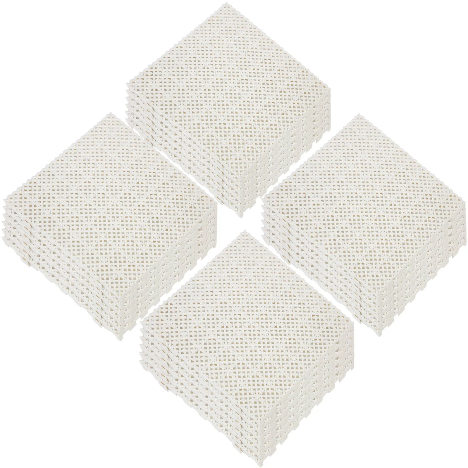 Azulejos de drenaje VEVOR blancos apilados en un patrón de cuadrícula.