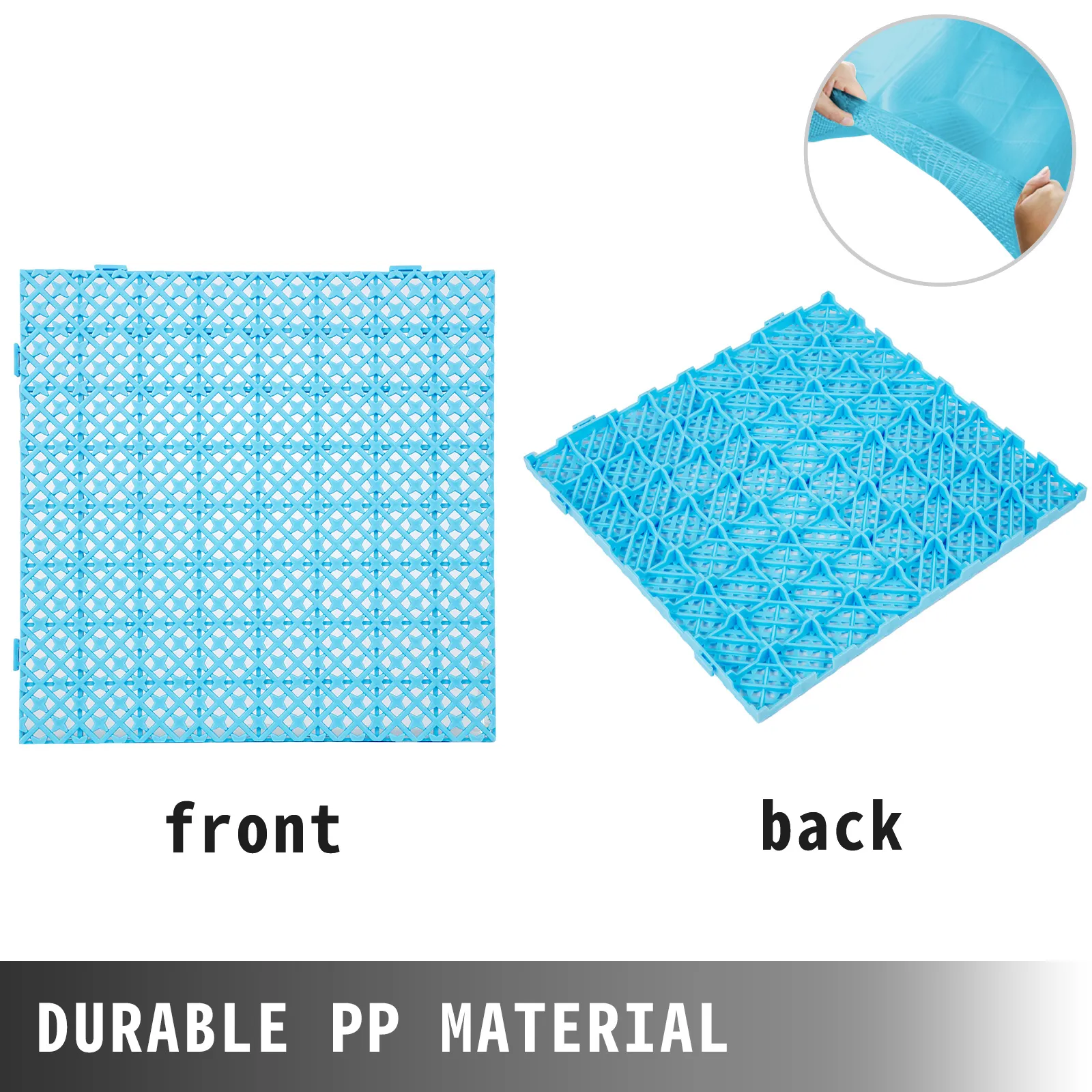 VEVOR drainage tiles front and back view, durable pp material, high flexibility