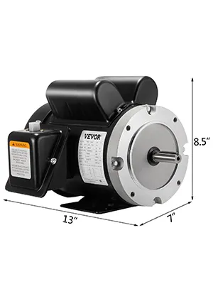Motor eléctrico VEVOR, 13"x7"x8,5", carcasa negra, eje expuesto.