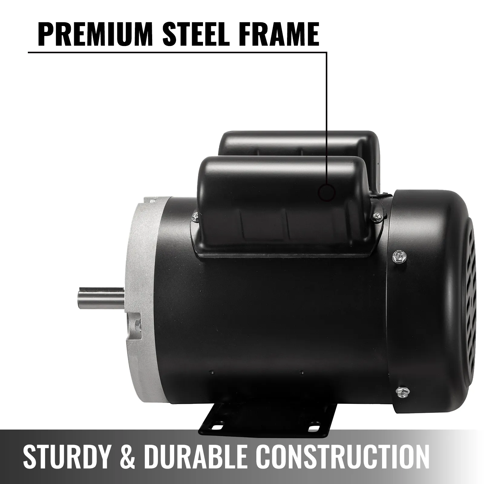 Motor eléctrico VEVOR con marco de acero de primera calidad para una construcción resistente y duradera.