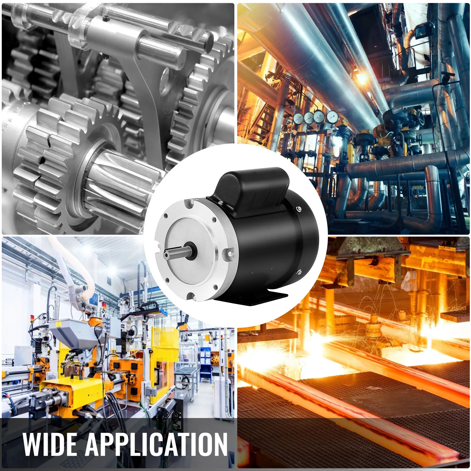 Motor compresor eléctrico VEVOR en entornos industriales, maquinaria y fabricación.