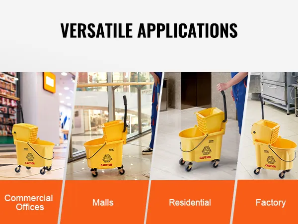 VEVOR-mop-emmer met wringer voor commerciële kantoren, winkelcentra, woningen en fabrieken.