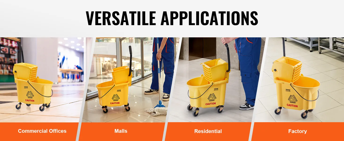VEVOR-mop-emmer met wringer voor commerciële kantoren, winkelcentra, woningen en fabrieken.