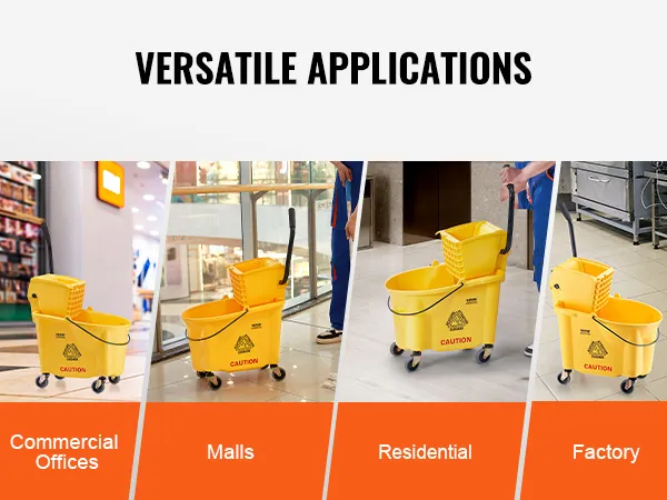 VEVOR-mop-emmer voor veelzijdige toepassingen in commerciële kantoren, winkelcentra, woningen en fabrieken.