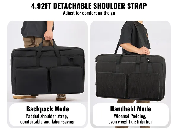 VEVOR dj mixer bag with detachable shoulder strap, shown in handheld and backpack modes for versatility.