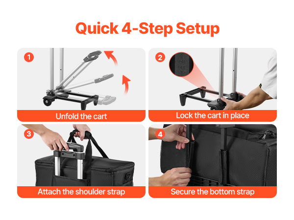 VEVOR DJ Cable Bag – 1680D, 6 Dividers, Wheels, 20×9.4×10.4