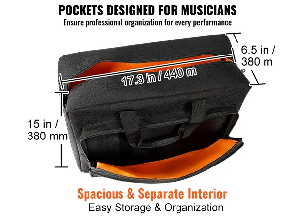 VEVOR dj mixer bag dimensions with spacious interior for professional musician organization.
