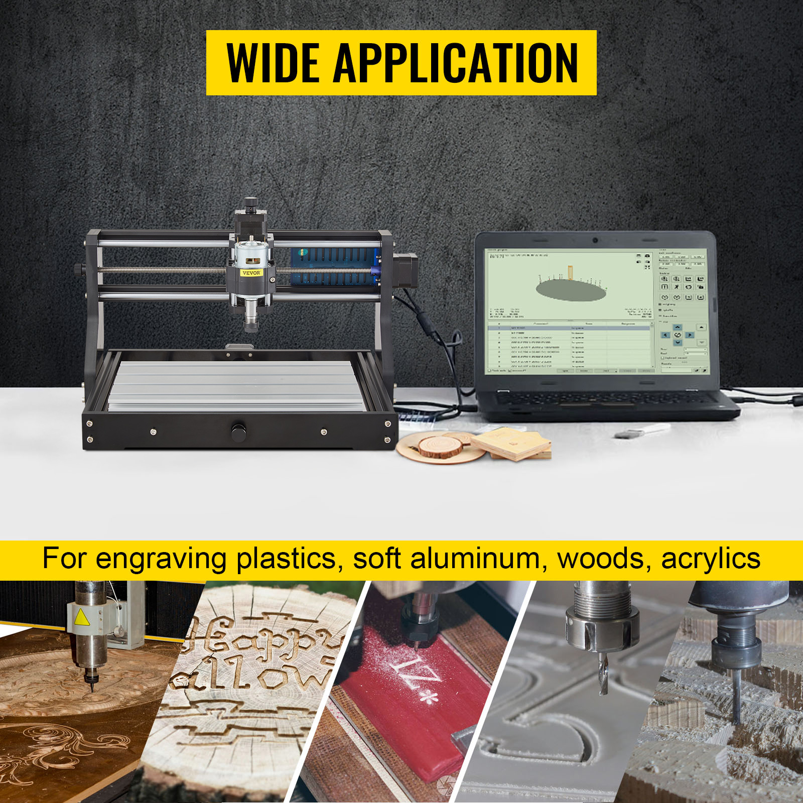 VEVOR CNC 3018 Pro 300×180×45mm CNC Machine GRBL Control Mini
