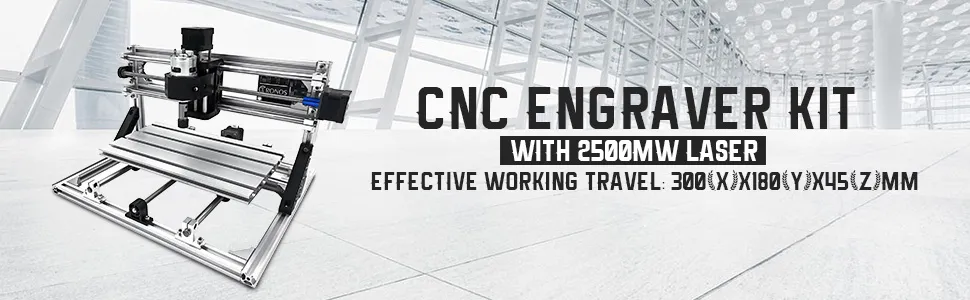 VEVOR cnc 3018 engraver kit with 2500mw laser and effective working travel dimensions.