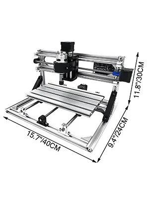 VEVOR cnc 3018 engraver kit with dimensions 15.7''x9.4''x11.8'' in aluminum frame.